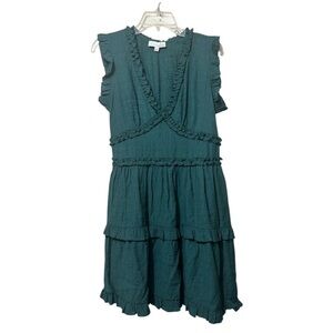 Pinch Green Sleeveless Ruffled Sundress